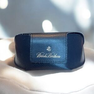 Brooks Brothers Dark Blue Textured Leather Sunglasses/Eyeglasses Case (only) EUC